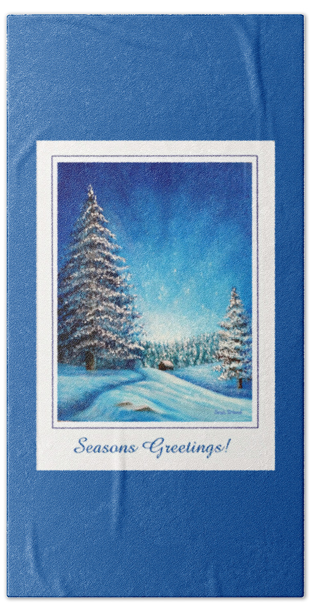 Holiday Bath Towel featuring the painting Wintry Light - Seasons Greetings by Sarah Irland