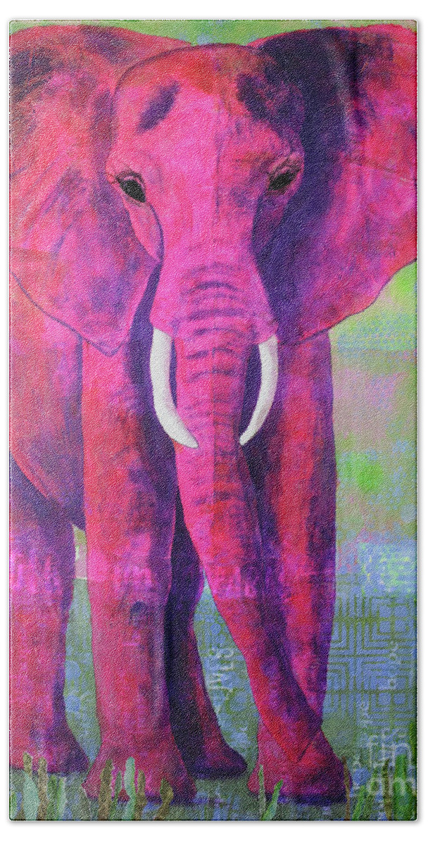 Elephant Hand Towel featuring the painting Wise Elegance by Lisa Crisman