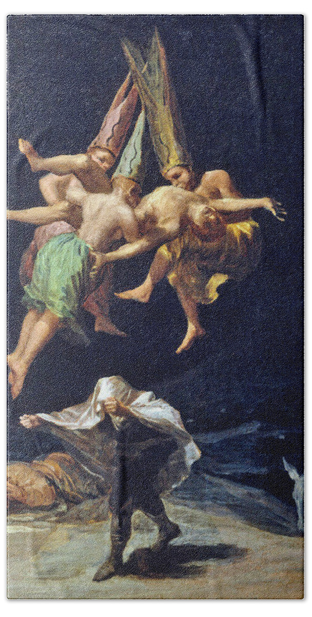 Woman Hand Towel featuring the painting Witches Flight by Long Shot