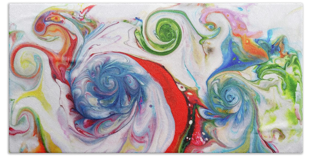 Colorful Hand Towel featuring the painting With The Flow by Deborah Erlandson