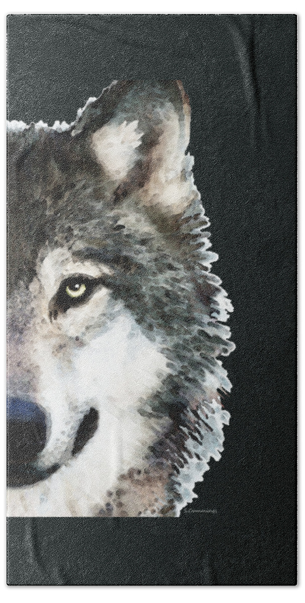 Wolf Bath Towel featuring the painting Wolf Art - Timber by Sharon Cummings