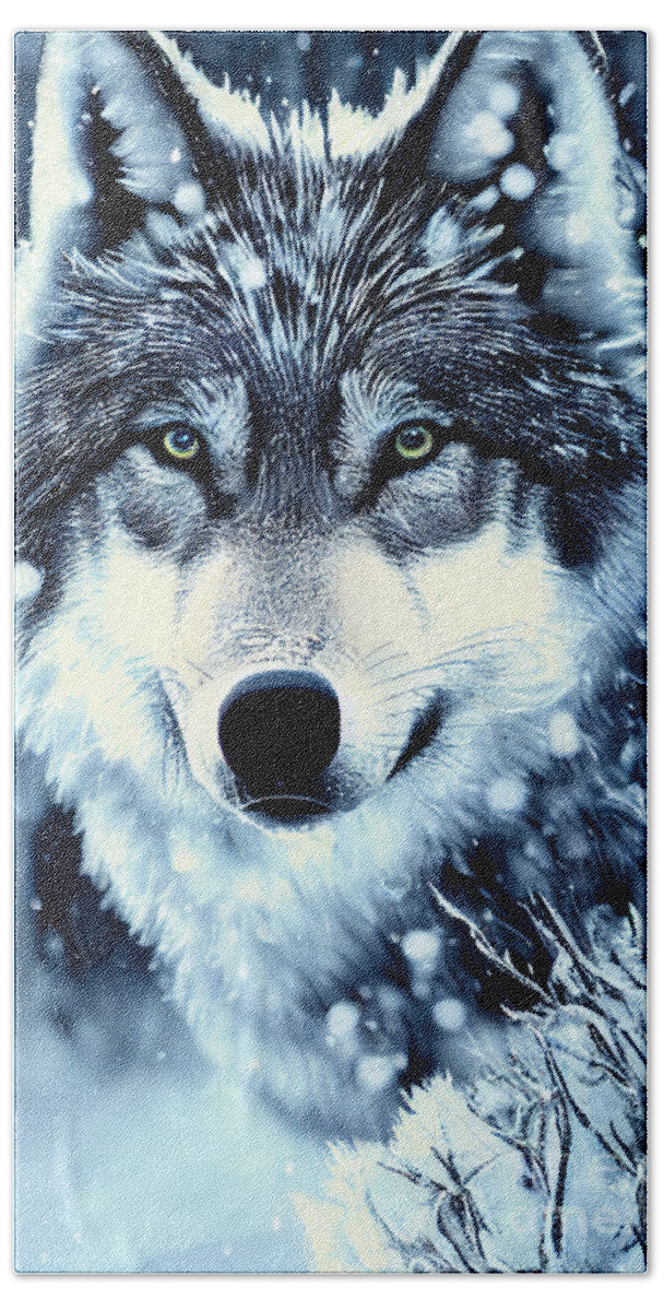 Wolf Hand Towel featuring the photograph Wolf in the Winter by Carlos Diaz