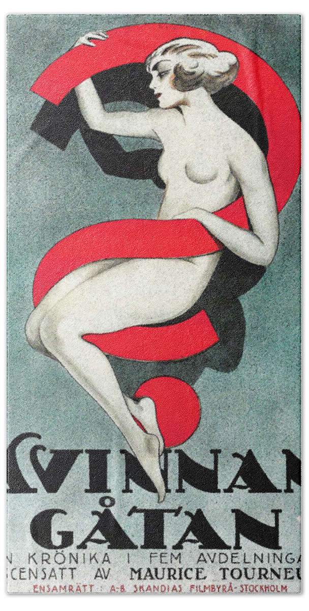 Rohman Hand Towel featuring the mixed media ''Woman'', 1918 - art by Eric Rohman by Movie World Posters