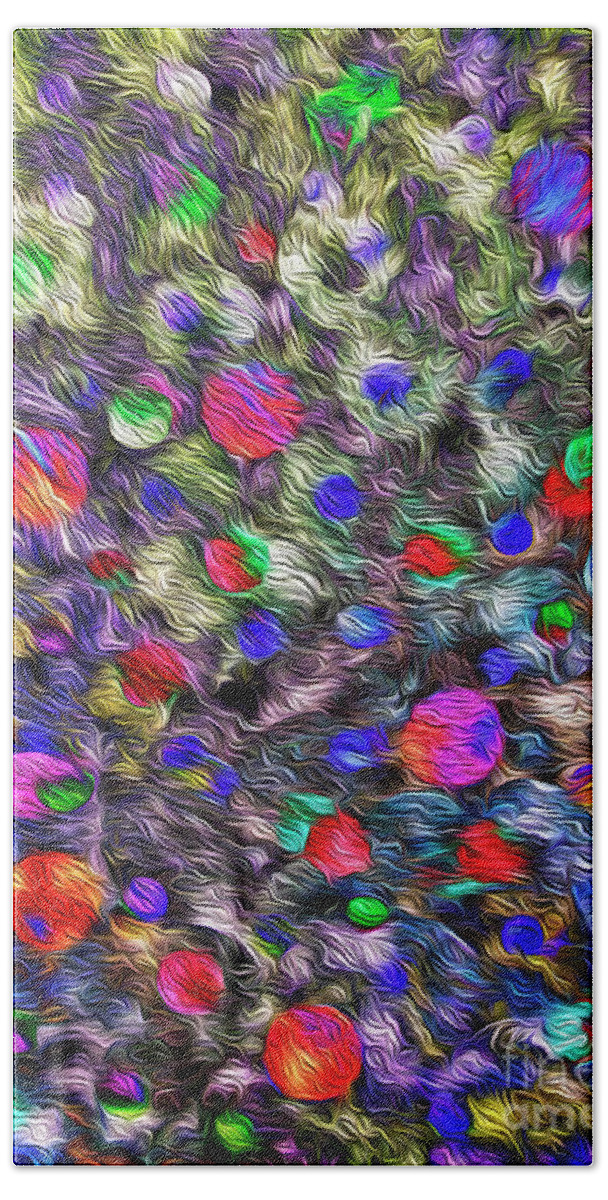 Orbs Hand Towel featuring the mixed media Wondering Orbs 1 by Toni Somes