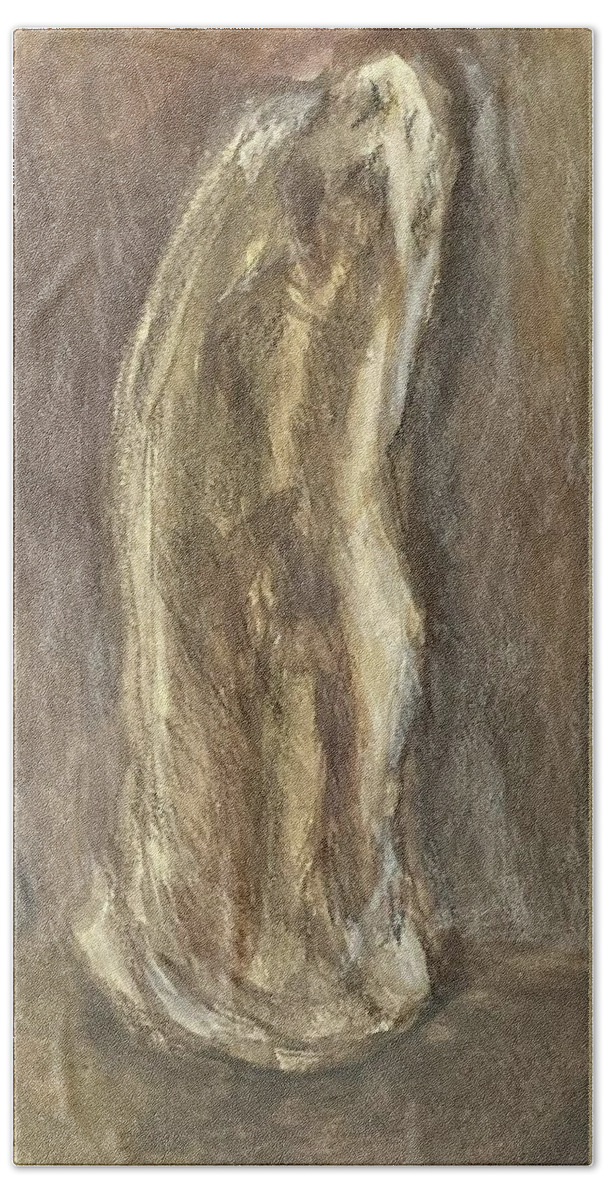 Pigments Hand Towel featuring the drawing Wrapped Figure in Brown by David Euler