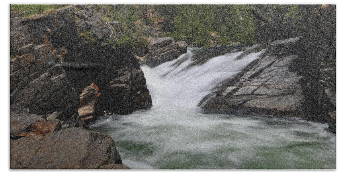 Montana Bath Towel featuring the photograph Yaak Falls #2 by Steve Brown