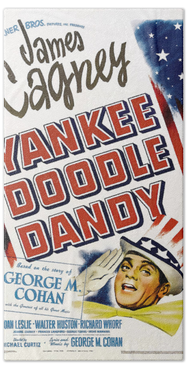 Synopsis Hand Towel featuring the mixed media ''Yankee Doodle Dandy'', -b-1942 - art by Bill Gold by Movie World Posters