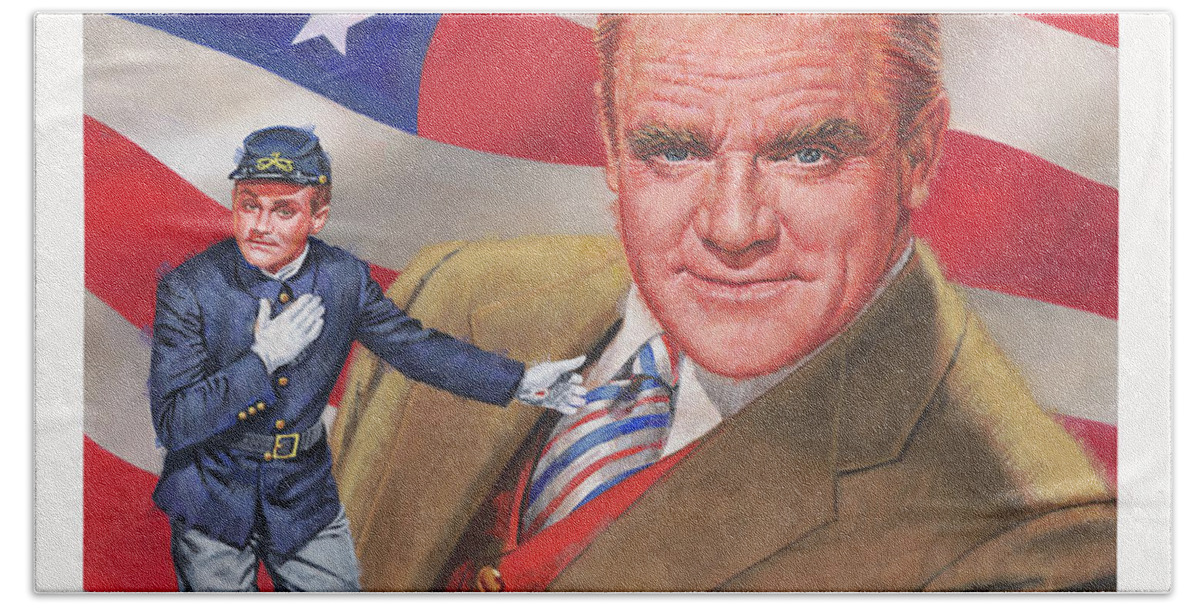 Portrait Hand Towel featuring the painting Yankee Doodle Dandy - James Cagney by Dick Bobnick