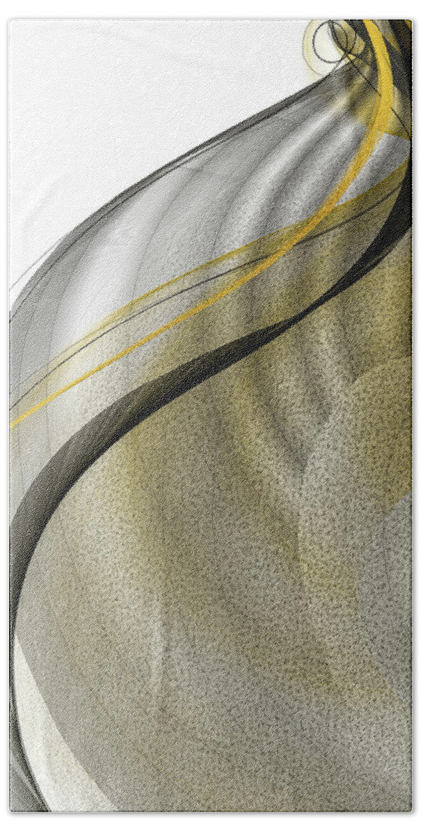 Yellow Bath Towel featuring the painting Yellow And Gray Modern Art - As It Flows by Lourry Legarde