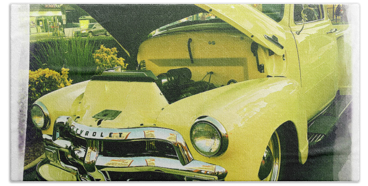 Yellow Chevrolet Truck Hand Towel featuring the photograph Yellow Chevrolet Truck by Nina Prommer
