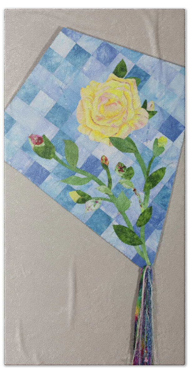 Fiber Art Bath Towel featuring the mixed media Yellow Rose of Texas 2 by Vivian Aumond