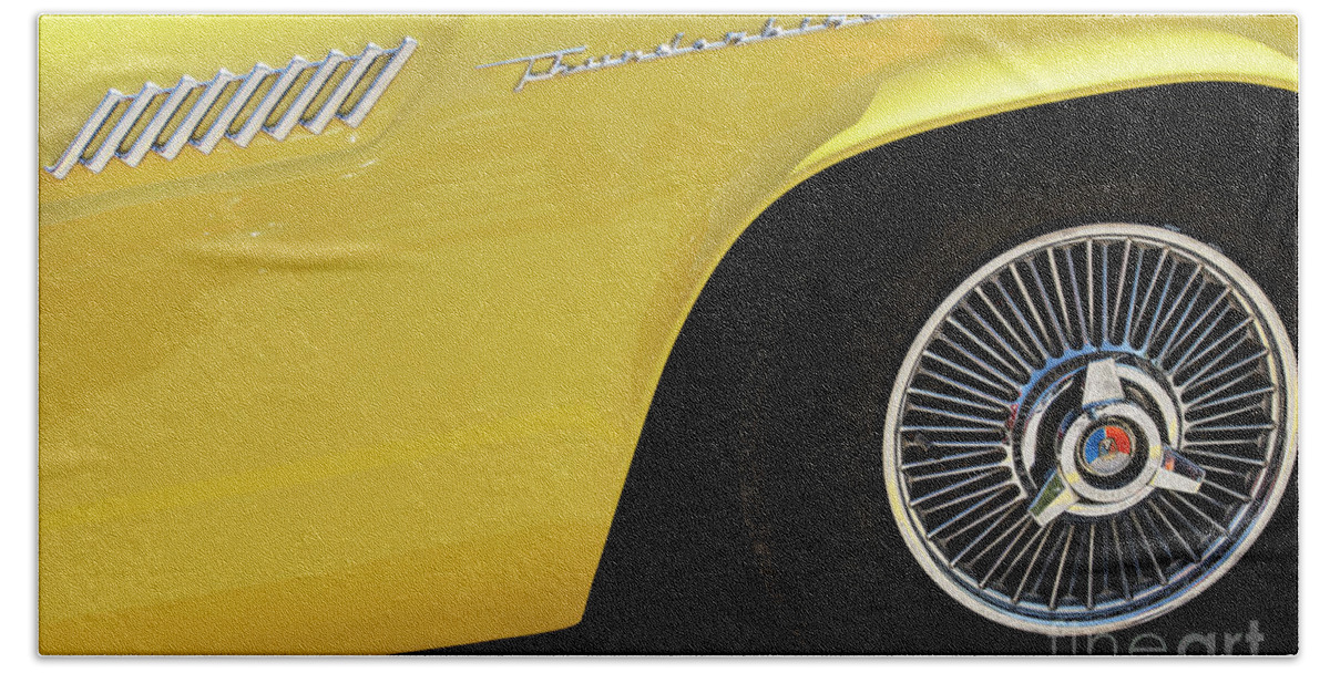 Automotive Bath Towel featuring the photograph Yellow Thunderbird by Dennis Hedberg