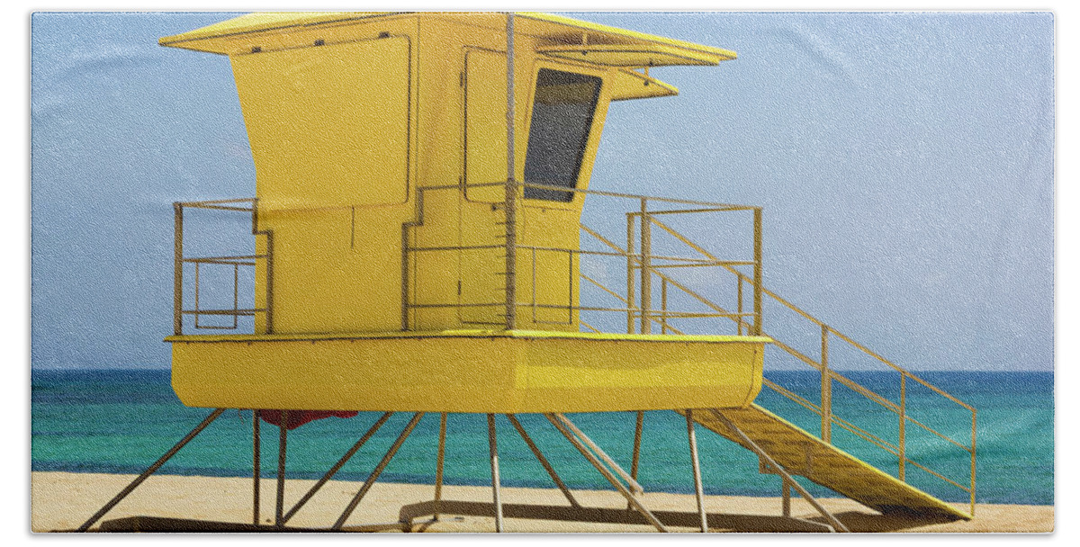 Yellow Bath Towel featuring the photograph Yellow Tower by Josu Ozkaritz