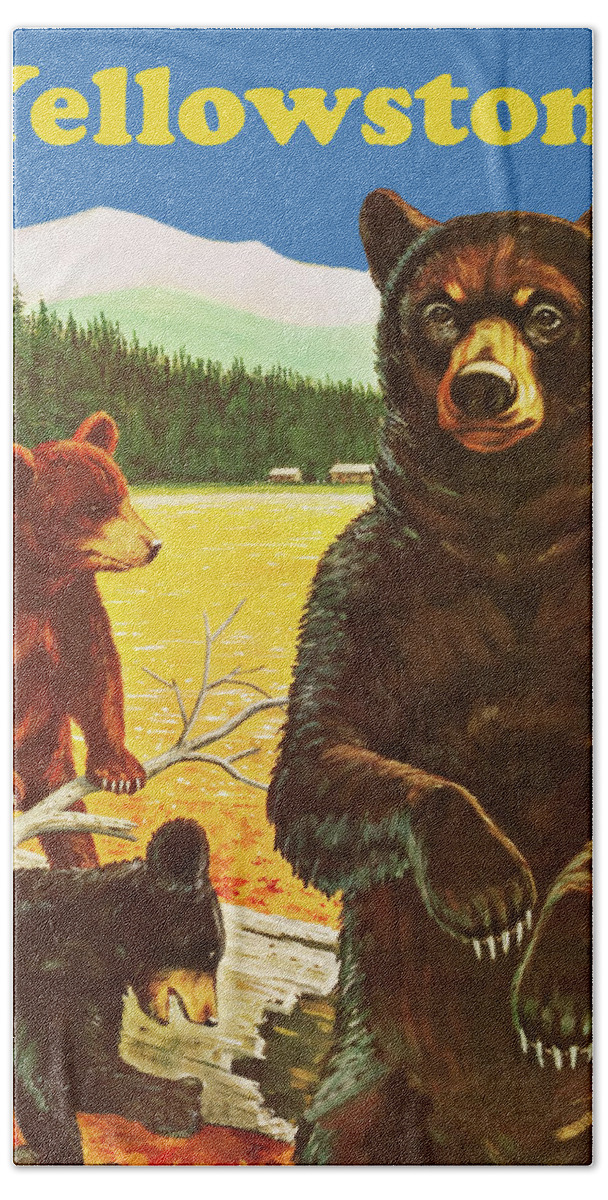 Animal Hand Towel featuring the digital art Yellowstone Bears by Long Shot