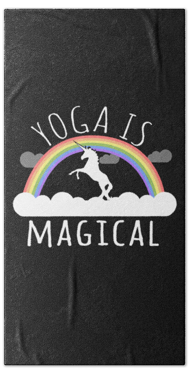 Funny Hand Towel featuring the digital art Yoga Is Magical by Flippin Sweet Gear