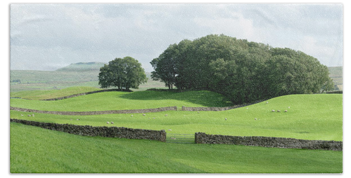 Panorama Bath Towel featuring the photograph Yorkshire Dales Wensleydale Fields by Sonny Ryse