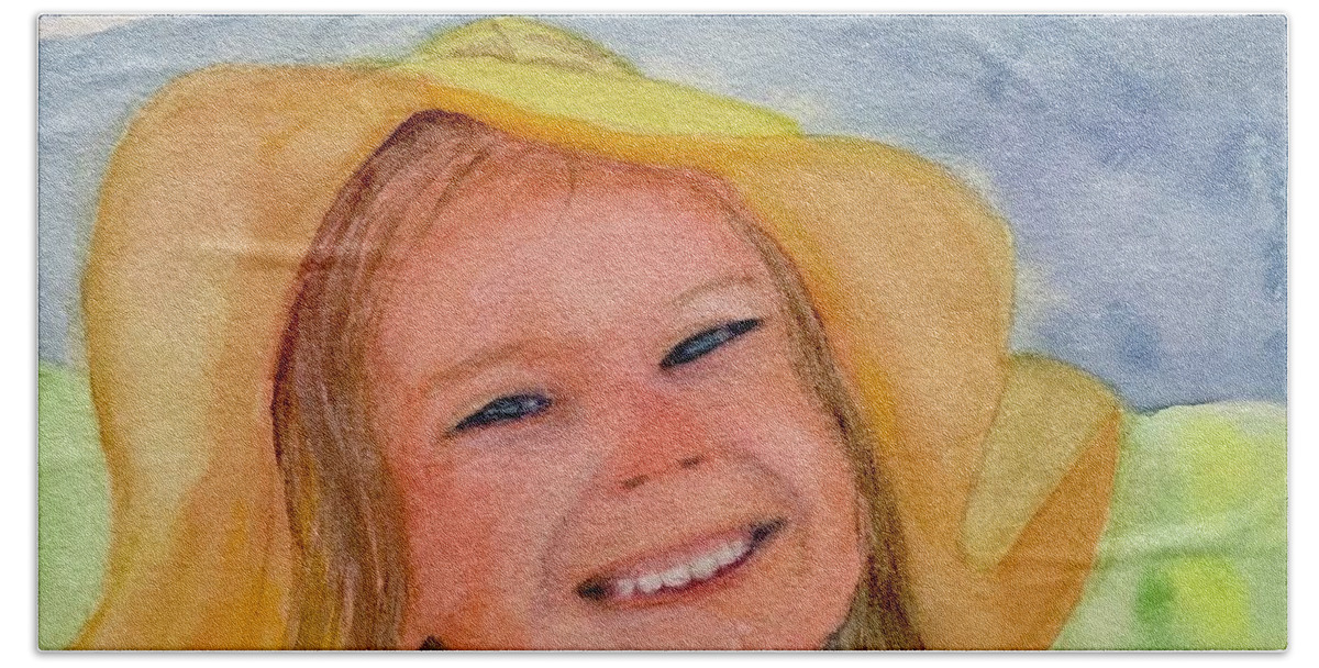 Girl Bath Towel featuring the painting You Are My Sunshine by Sue Carmony