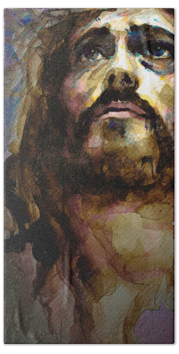 Jesus Christ Hand Towel featuring the painting You are not alone 3 by Laur Iduc