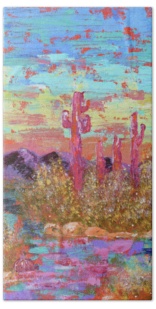 Desert Bath Towel featuring the painting You Control the Mirage by Ashley Wright