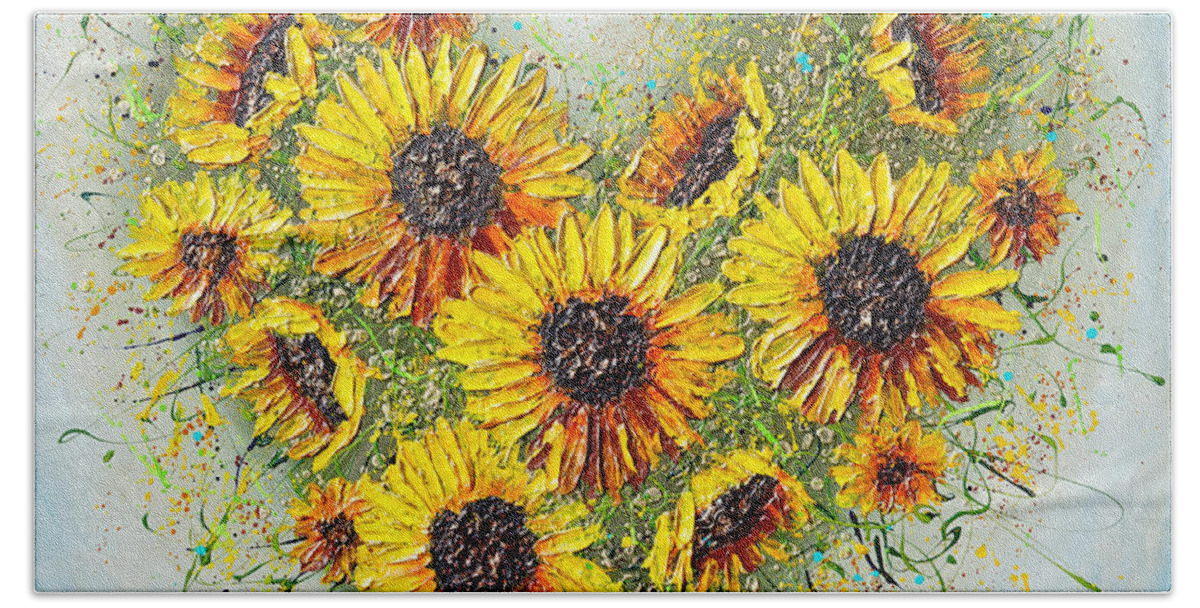 Sunflower Bath Towel featuring the painting You're my Sunshine by Amanda Dagg