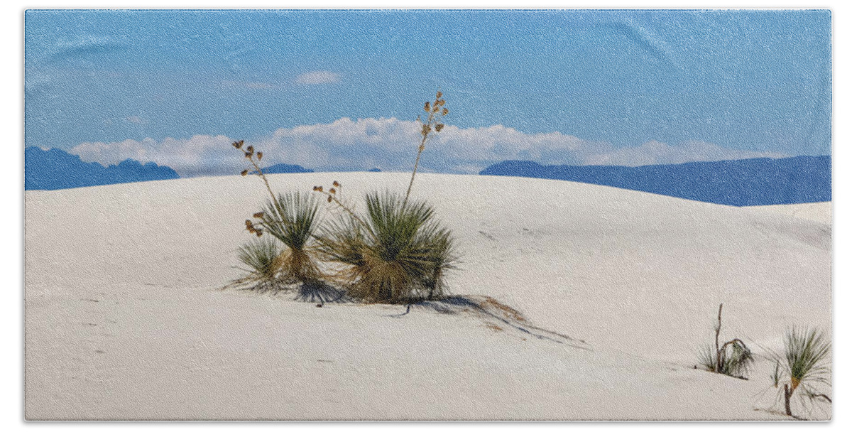Alamogordo Bath Towel featuring the photograph Yuccas in White Sands by Dawn Richards