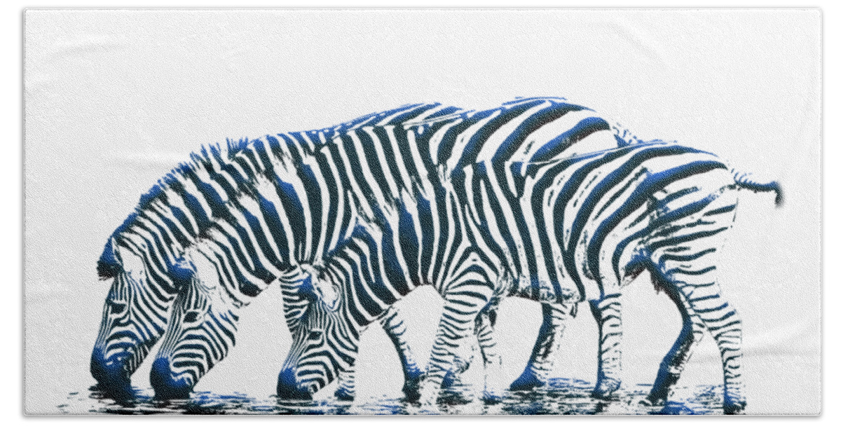 Zebra Bath Towel featuring the digital art Zebras by John Haldane