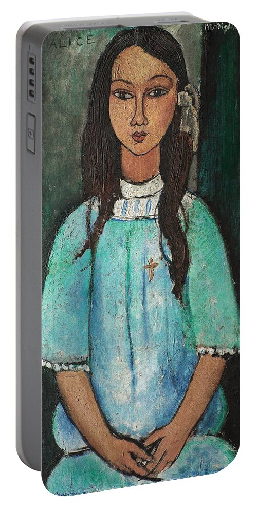Amedeo Modigliani Portable Battery Charger featuring the painting Alice by Amedeo Modigliani