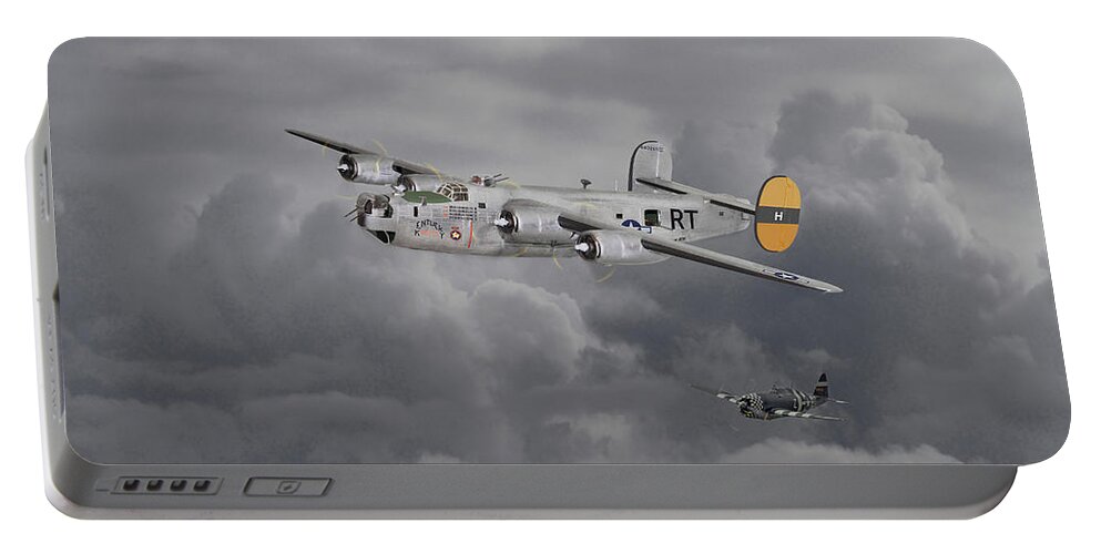 Aircraft Portable Battery Charger featuring the digital art B24 Liberator 446th Bomb Group by Pat Speirs