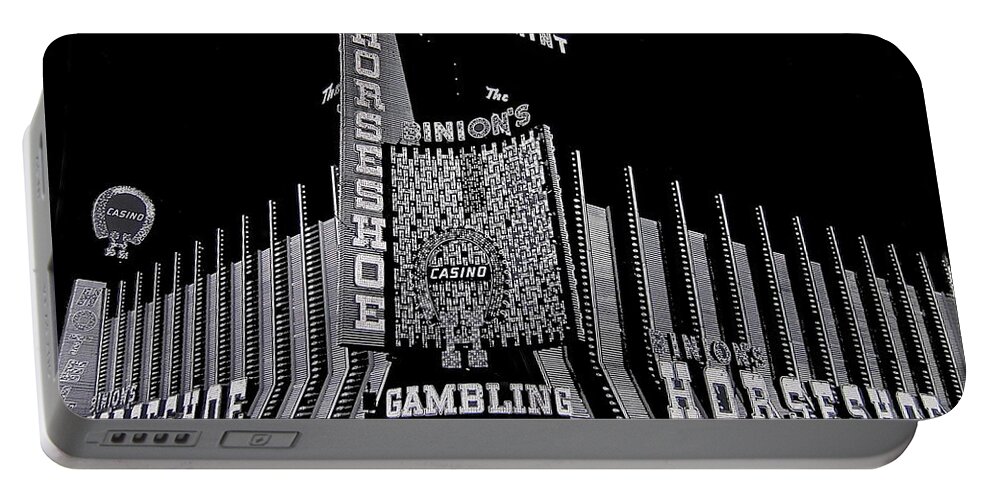  Binion's Horseshoe Casino Exterior Casino Center Las Vegas Nevada 1979-2014 Portable Battery Charger featuring the photograph Binion's Horseshoe Casino exterior Casino Center Las Vegas Nevada 1979-2014 by David Lee Guss
