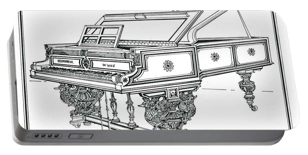 Pianos Portable Battery Charger featuring the drawing Bosendorfer Centennial Grand Piano by Ira Shander