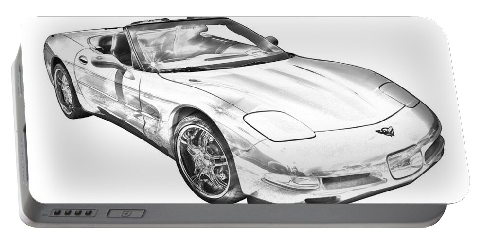 Vehicle Portable Battery Charger featuring the photograph C5 Corvette convertible Muscle Car Illustration by Keith Webber Jr