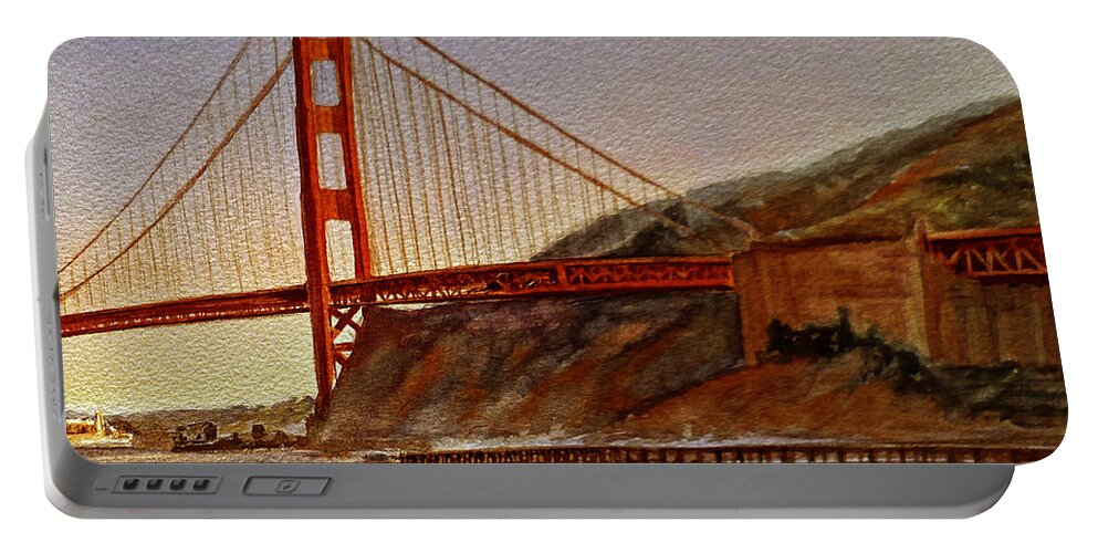 Golden Gate Portable Battery Charger featuring the painting Golden Gate Bridge San Francisco California #2 by Irina Sztukowski