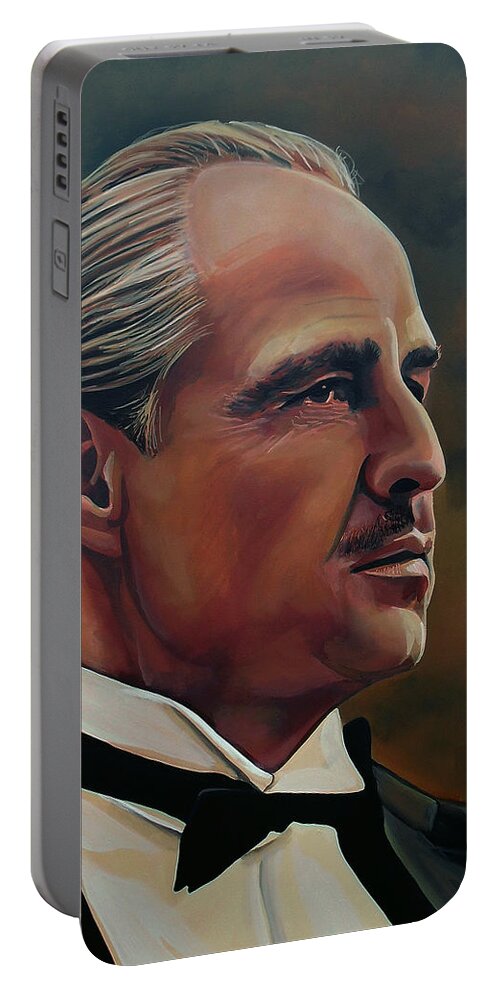 Marlon Brando Portable Battery Charger featuring the painting Marlon Brando by Paul Meijering