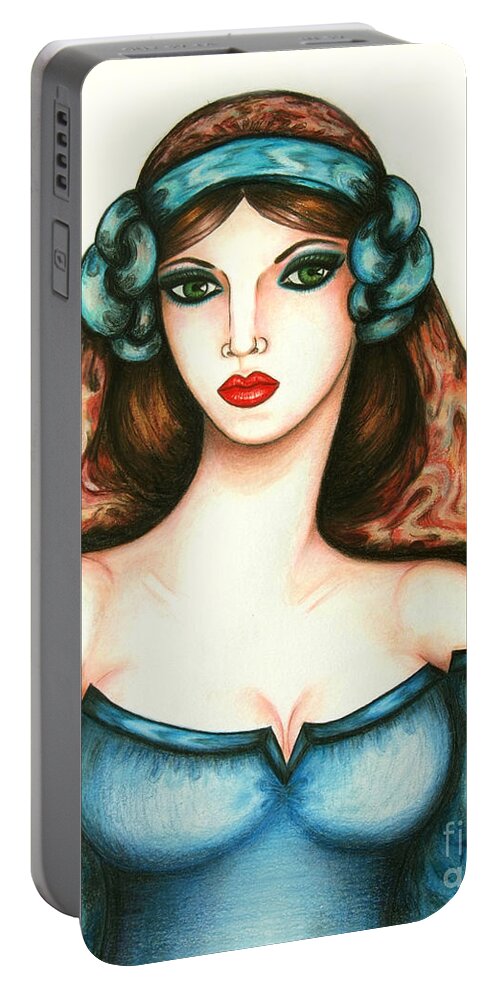  Portable Battery Charger featuring the drawing Roman Woman by Tara Shalton