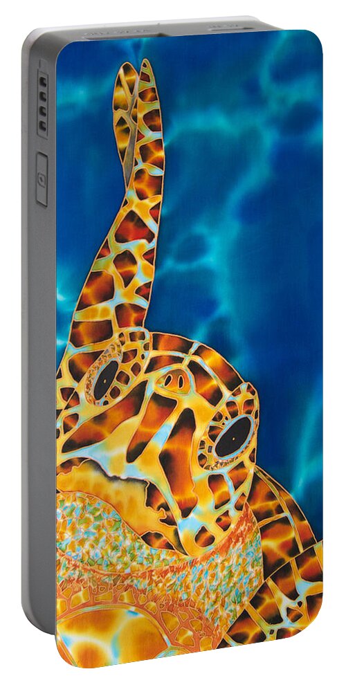 Sea Turtle Portable Battery Charger featuring the painting Sea Turtle by Daniel Jean-Baptiste