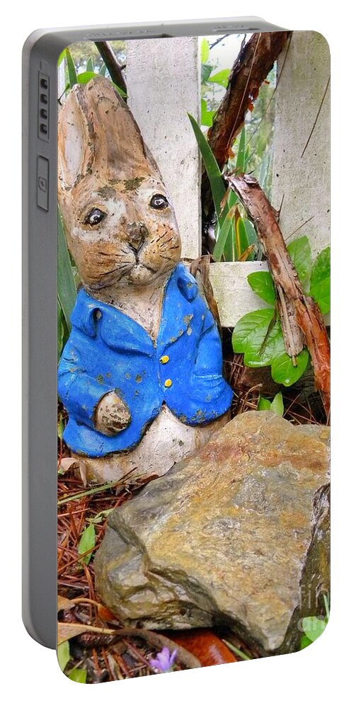 Pete Cotton Tail Portable Battery Charger featuring the photograph Visiting Peter Cotton Tail by Matthew Seufer