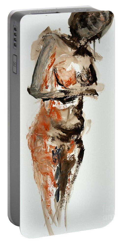 Nude Portable Battery Charger featuring the painting 04830 Patieince by AnneKarin Glass