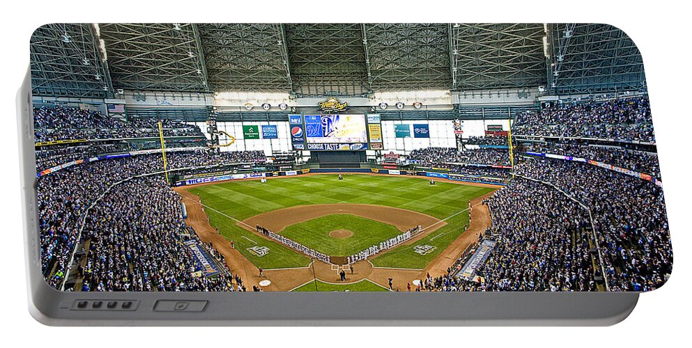 Milwaukee Portable Battery Charger featuring the photograph 0545 NLDS Miller Park Milwaukee by Steve Sturgill