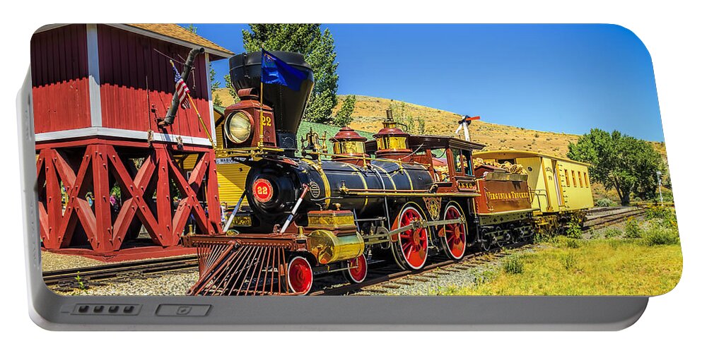 V &t Portable Battery Charger featuring the photograph Virginia and Truckee Gold Rush Train 22 #1 by LeeAnn McLaneGoetz McLaneGoetzStudioLLCcom