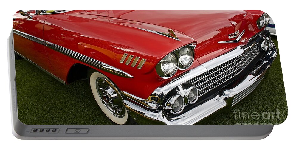 Car Portable Battery Charger featuring the photograph 1958 Chevy Impala by Linda Bianic