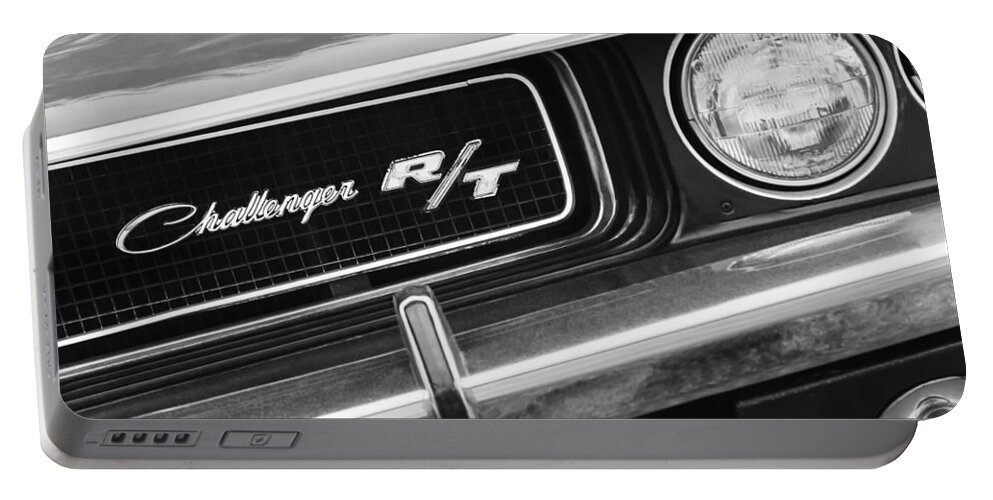 1970 Dodge Challenger Rt Convertible Grille Emblem Portable Battery Charger featuring the photograph 1970 Dodge Challenger RT Convertible Grille Emblem by Jill Reger