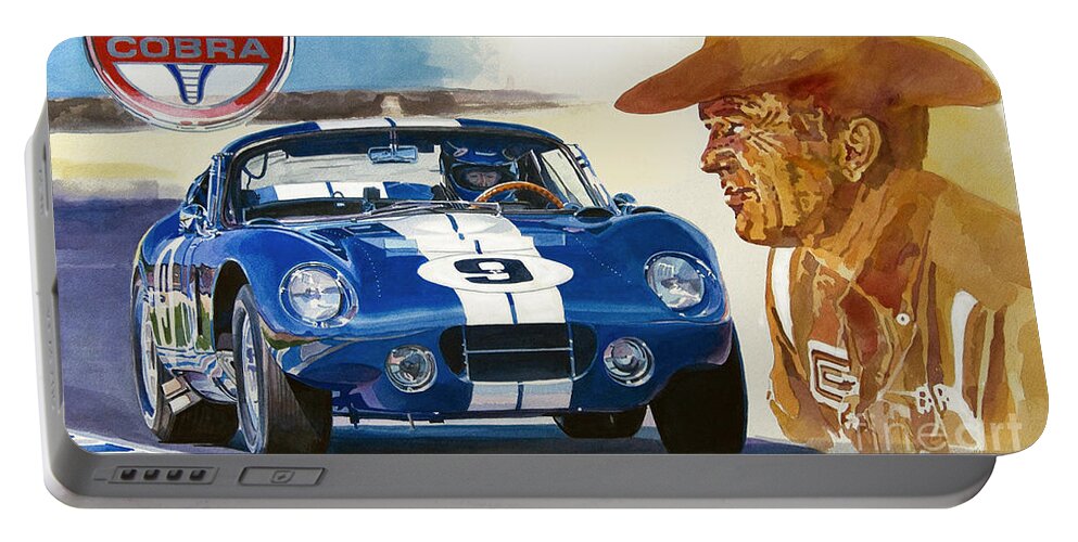 Cobra Daytona Painting Portable Battery Charger featuring the painting 64 Cobra Daytona Coupe by David Lloyd Glover