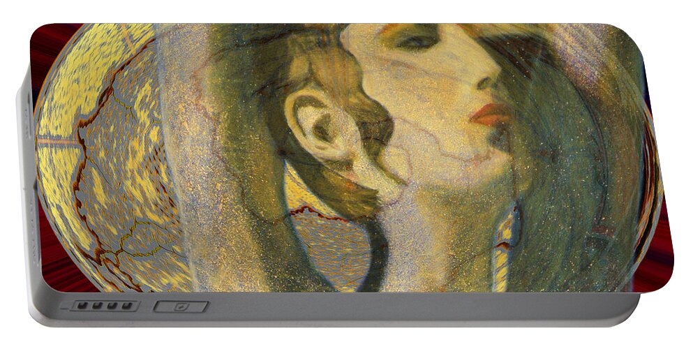 Augusta Stylianou Portable Battery Charger featuring the digital art Abstract Cyprus Map and Aphrodite #1 by Augusta Stylianou