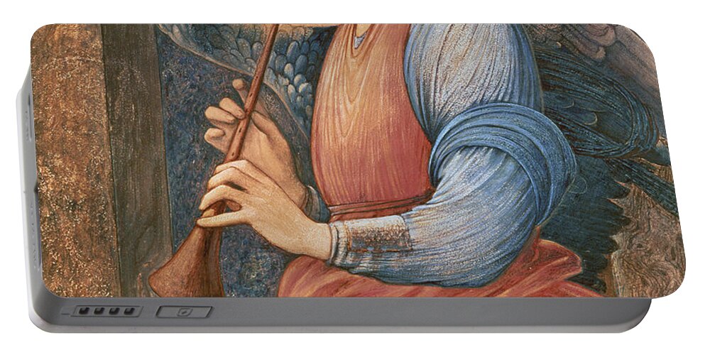 Angel Portable Battery Charger featuring the painting An Angel Playing a Flageolet by Edward Burne-Jones