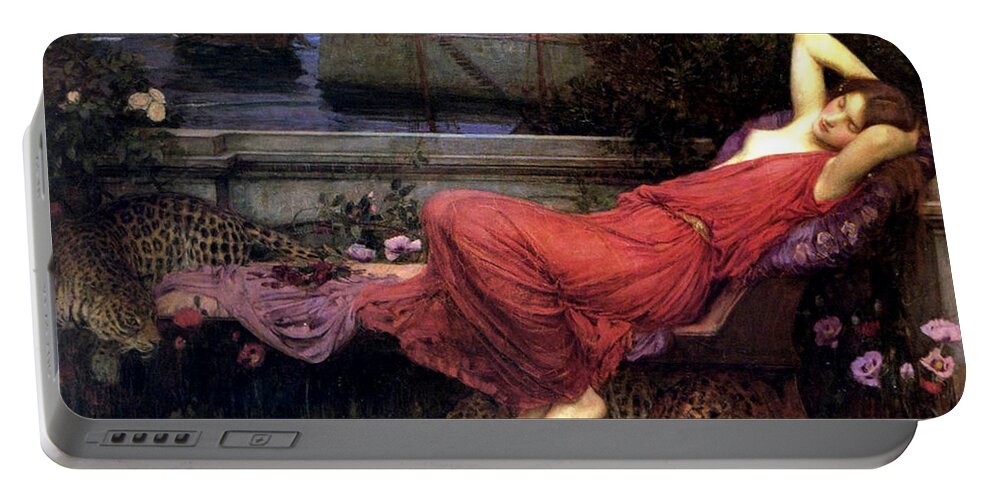 Ariadne Portable Battery Charger featuring the painting Ariadne by John William Waterhouse