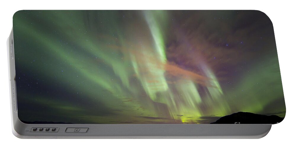 Horizontal Portable Battery Charger featuring the photograph Aurora Borealis Over Gray Peak #1 by Joseph Bradley
