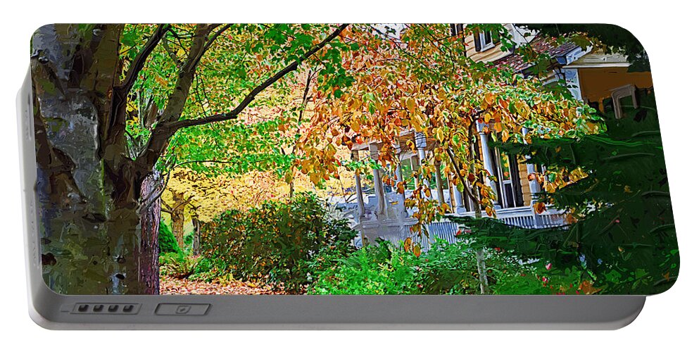 Autumn Portable Battery Charger featuring the digital art The Front Porch by Kirt Tisdale