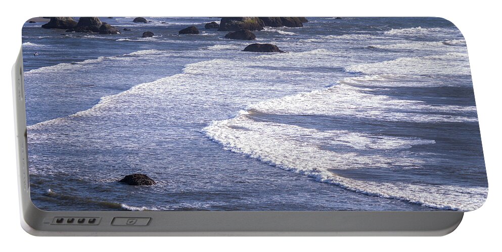 Nature Portable Battery Charger featuring the photograph Bandon Beach Seastacks #1 by Tracy Knauer