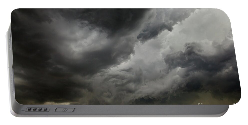 00559183 Portable Battery Charger featuring the photograph Dark Billowing Clouds At Sunset North Dakota by Yva Momatiuk John Eastcott