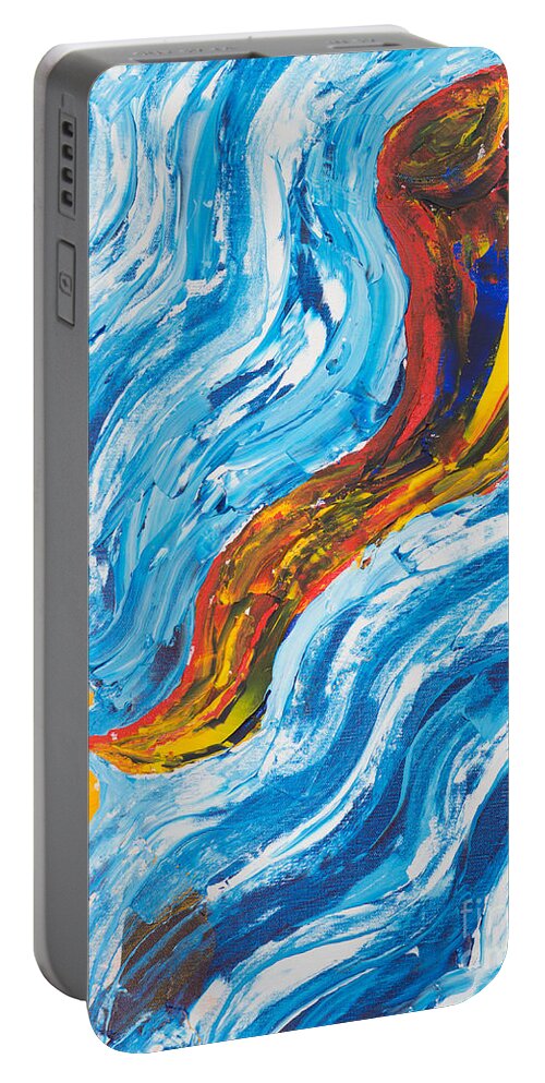 Jewish Art Portable Battery Charger featuring the painting Blowing the Shofar by Walt Brodis